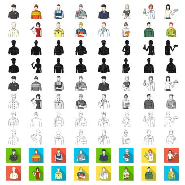Farklı mesleklerden insanlar set koleksiyonu tasarım için simgeleri karikatür. İşçi ve uzman sembol stok web illüstrasyon vektör.