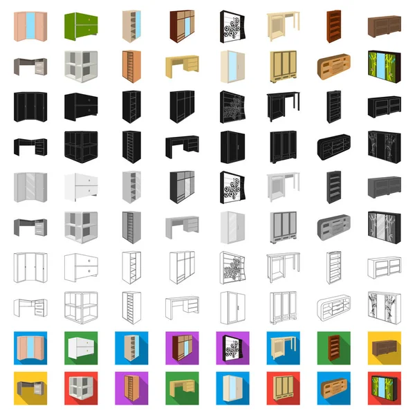 Iconos de dibujos animados de muebles de dormitorio en colección de conjuntos para el diseño. Muebles de madera modernos vector isométrico símbolo stock web ilustración . — Vector de stock