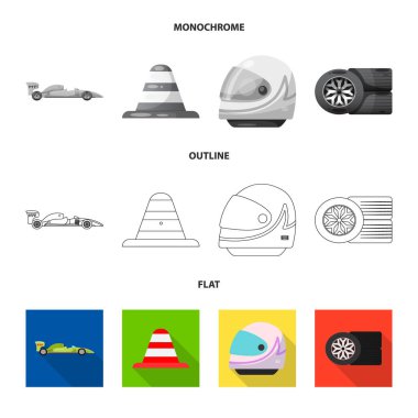 Vector illustration of car and rally icon. Collection of car and race stock symbol for web. clipart