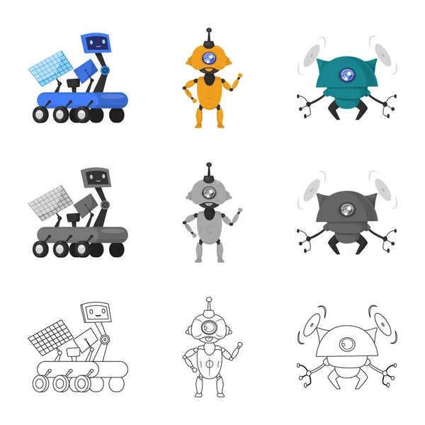 Vector ontwerp van robot en fabriek logo. Collectie van robot en ruimtevaart voorraad vectorillustratie. — Stockvector