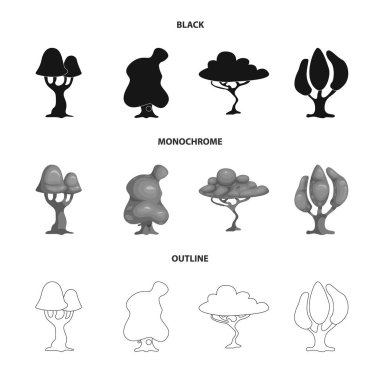 Ağaç ve doğa simge vektör Illustration. Web için ağaç ve taç hisse senedi simgesi kümesi.