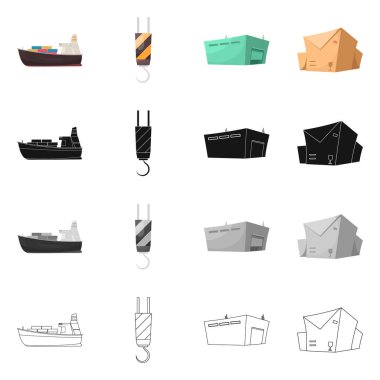 Mal ve kargo simge vektör Illustration. Ürünler ve ambar stok vektör çizim koleksiyonu.