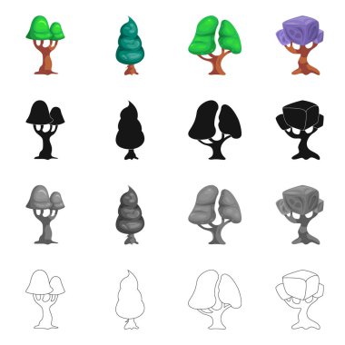 Ağaç ve doğa simge vektör tasarımı. Hisse senedi için ağaç ve taç vektör simge topluluğu.