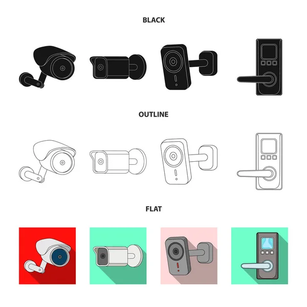 Cctv とカメラのロゴのベクター デザイン。株式の cctv とシステムのベクトル アイコン集. — ストックベクタ