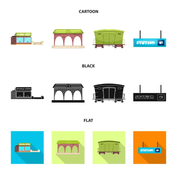 鉄道と駅のシンボルのベクター イラストです。鉄道と航空券の株式ベクトル イラスト集. — ストックベクタ