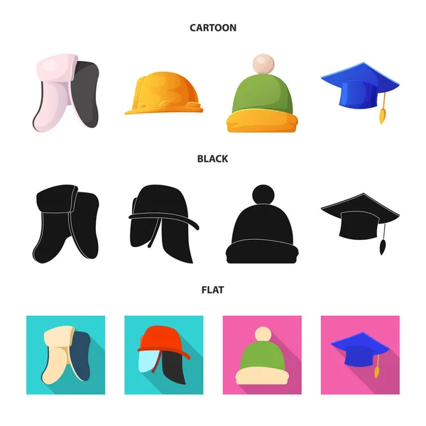 Objeto aislado de la cabeza y el logotipo de la tapa. Conjunto de sombreros y accesorios stock vector ilustración . — Archivo Imágenes Vectoriales
