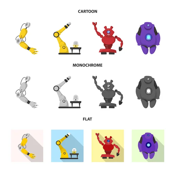 Diseño vectorial de robot e icono de fábrica. Colección de robot e ilustración de vector de stock espacial . — Vector de stock