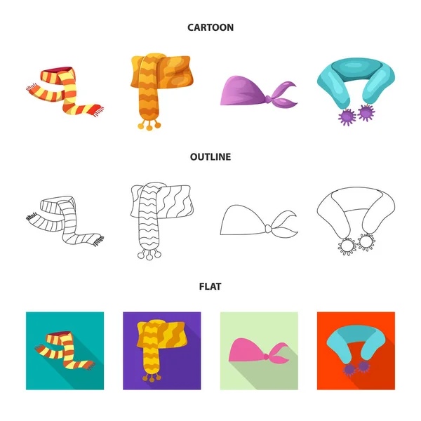 Diseño vectorial de bufanda y chal icono. Conjunto de bufanda y accesorio símbolo de stock para web . — Vector de stock