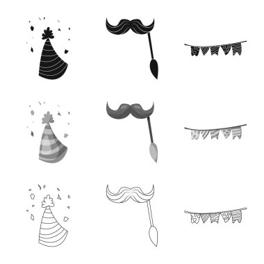 Parti ve Doğum işareti vektör Illustration. Hisse senedi için kutlama ve parti vektör simge topluluğu.