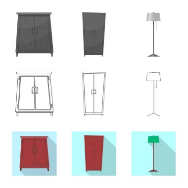 Mobilya ve daire işareti vektör Illustration. Mobilya ve ev vektör simgesini hissenin koleksiyonu.