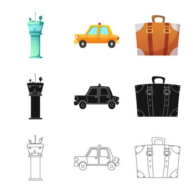 Havaalanı ve uçak logo vektör Illustration. Havaalanı ve uçak hisse senedi simgesi için web topluluğu.