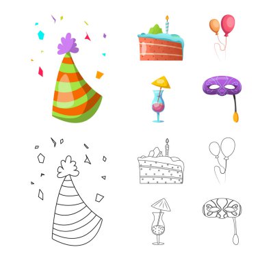 Yalıtılmış nesne parti ve Doğum günü kutsal kişilerin resmi. Hisse senedi için kutlama ve parti vektör simge kümesi.