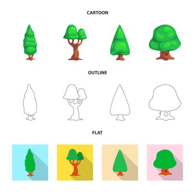 Ağaç ve doğa simge vektör Illustration. Hisse senedi için ağaç ve taç vektör simge topluluğu.