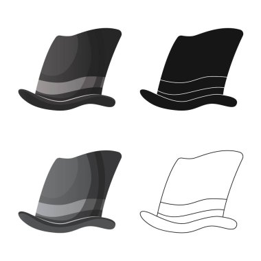 Şapkalar ve kap sembolü yalıtılmış nesne. Şapkalar ve aksesuar hisse senedi vektör çizim koleksiyonu.