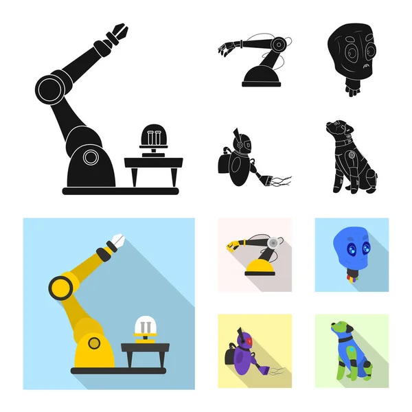 Изолированный объект робота и иконка завода. Коллекция иконки робота и космического вектора для склада . — стоковый вектор