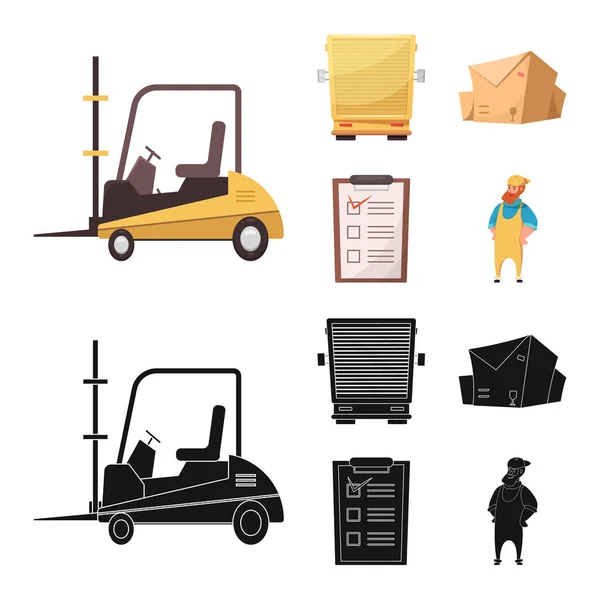 Illustration vectorielle des marchandises et symbole du fret. Collecte de marchandises et icône vectorielle d'entrepôt pour le stock . — Image vectorielle