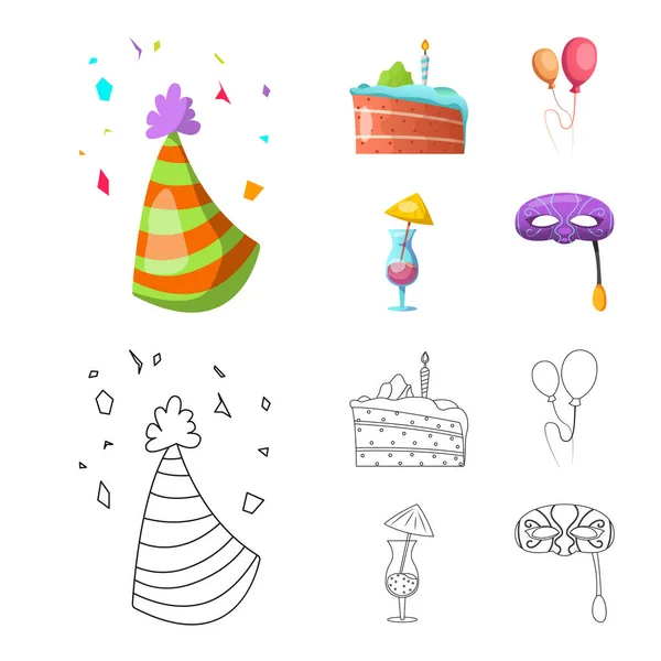 Isolated object of party and birthday icon. Set of party and celebration vector icon for stock.