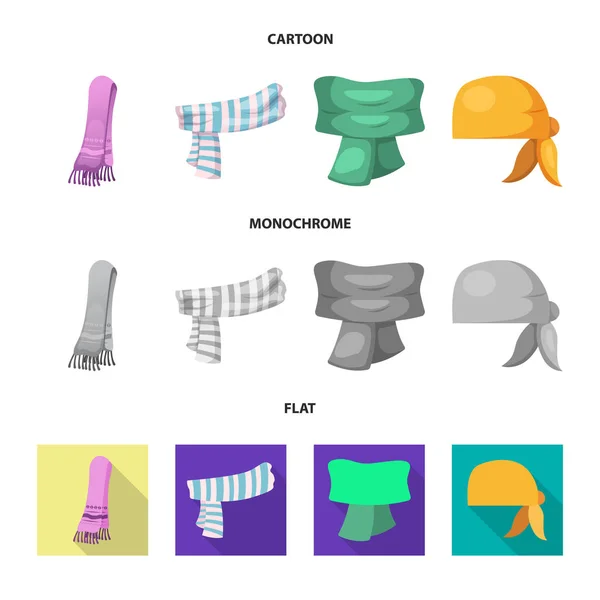 Векторный дизайн шарфа и шали. Коллекция векторной иконки шарфа и аксессуаров для склада . — стоковый вектор