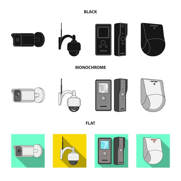Conception vectorielle de cctv et signe de la caméra. Ensemble d'illustration vectorielle de stock cctv et système . — Image vectorielle