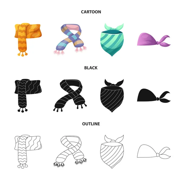 Objeto aislado de bufanda y símbolo de chal. Colección de bufanda y accesorio símbolo de stock para la web . — Vector de stock