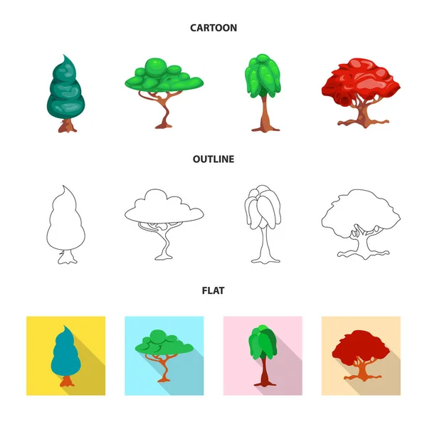 Vector design a fa és a természet szimbólum. A fa és a korona vektor ikon készlet készlet. — Stock Vector