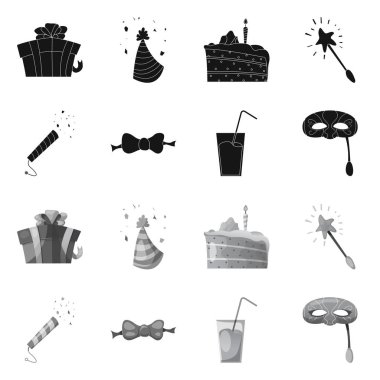 Parti ve Doğum günü sembolü yalıtılmış nesne. Parti ve kutlama hisse senedi vektör çizim seti.