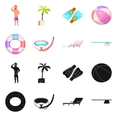 Havuzu ve yüzme simge vektör tasarımı. Hisse senedi için havuz ve etkinlik vektör simge topluluğu.