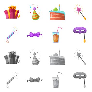Parti ve Doğum işareti vektör Illustration. Parti ve kutlama hisse senedi vektör çizim seti.