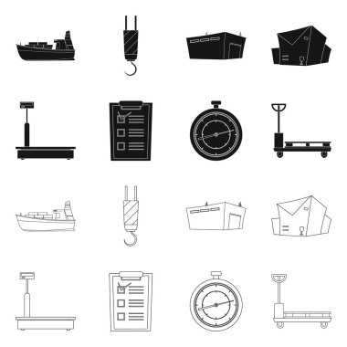 Mal ve kargo işareti vektör Illustration. Ürünler ve ambar stok vektör çizim koleksiyonu.