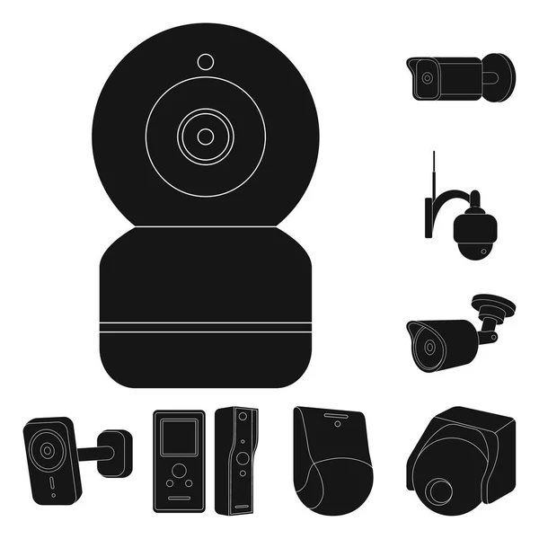 Objek terisolasi dari cctv dan simbol kamera. Set ikon cctv dan vektor sistem untuk stok . - Stok Vektor