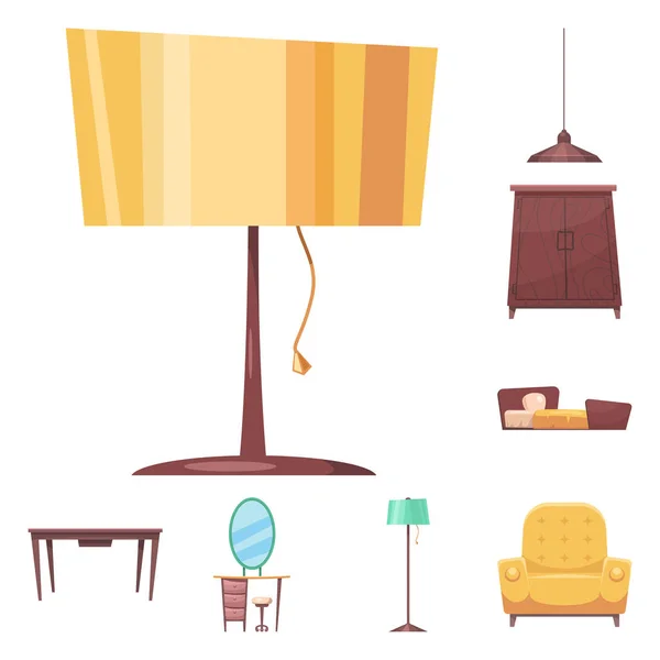 Изолированный предмет мебели и знак квартиры. Набор мебели и символ домашнего запаса для интернета . — стоковый вектор