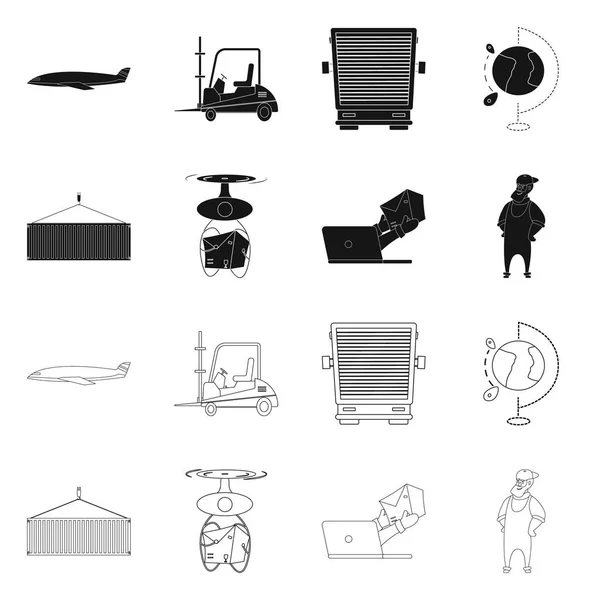 Isolierte Objekt von Waren und Fracht-Logo. Warensatz und Lagerbestand Symbol für Web. — Stockvektor