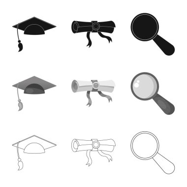 Eğitim ve öğrenme logo izole nesne. Eğitim ve okul hisse senedi simgesi web için set.