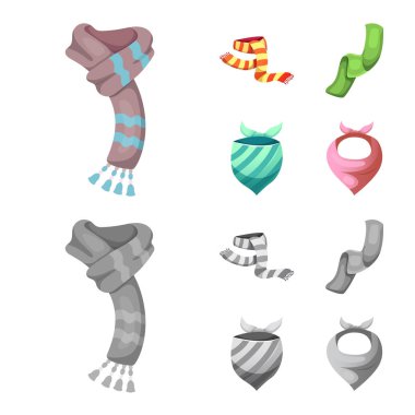 Eşarp ve şal simge vektör tasarımı. Eşarp ve aksesuar hisse senedi vektör çizim koleksiyonu.