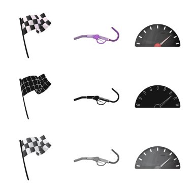 Araba ve ralli logosu yalıtılmış nesne. Araba ve yarış hisse senedi vektör çizim seti.