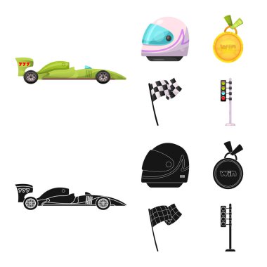 Araba ve ralli simge vektör Illustration. Araba ve yarış hisse senedi vektör çizim seti.