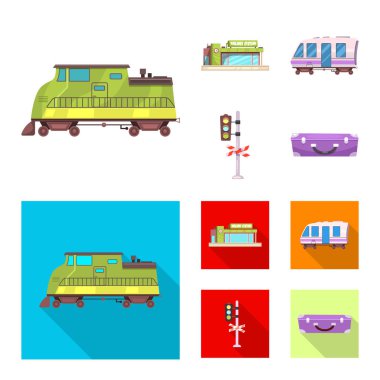 Tren ve İstasyonu simge vektör Illustration. Tren ve bilet hisse senedi simgesi için web topluluğu.