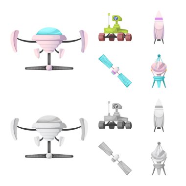 Mars ve yer işareti yalıtılmış nesne. Mars ve dünya hisse senedi vektör çizim.