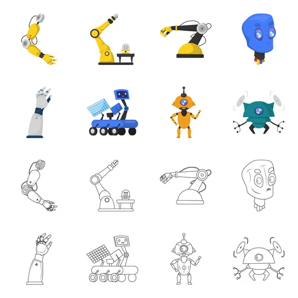 Vektorillustration av roboten och fabriken logotyp. Samling av roboten och utrymme lager vektorillustration. — Stock vektor