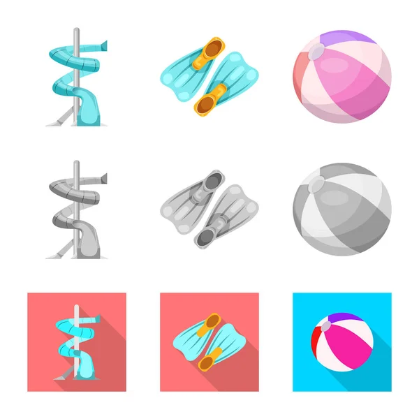 Ilustração vetorial da piscina e logotipo da natação. Coleção de piscina e símbolo de estoque de atividade para web . — Vetor de Stock