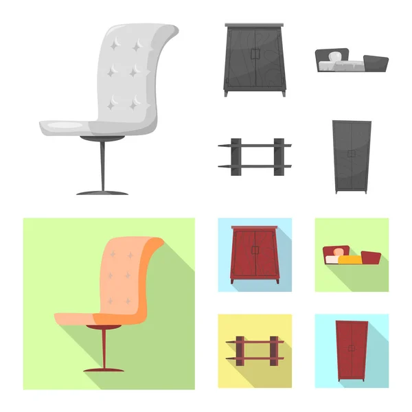 Vektorillustration von Möbeln und Wohnungsschildern. Sammlung von Möbeln und Home Vektor Icon für Lager. — Stockvektor