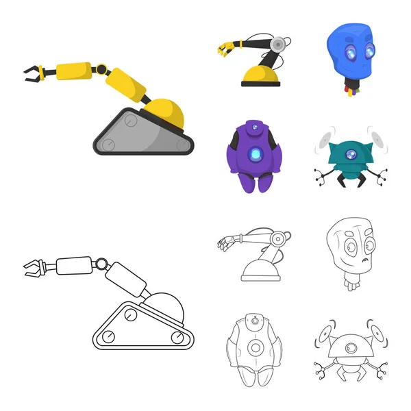 Vektorillustration Von Roboter Und Fabriksymbol Roboter Und Weltraumvektorsymbole Für Den — Stockvektor