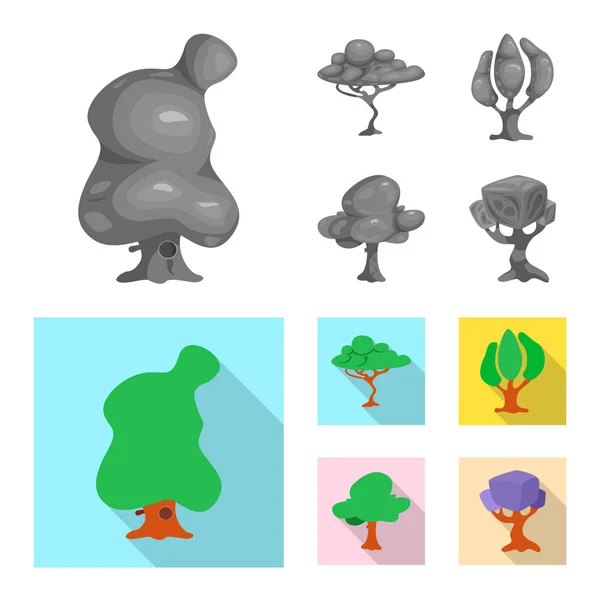 Objeto isolado de árvore e logotipo da natureza. Coleção de árvore e coroa ilustração vetor estoque . — Vetor de Stock