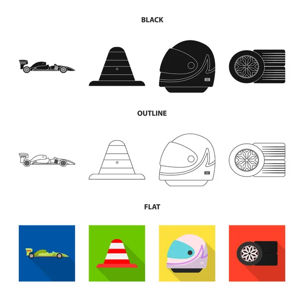 Απομονωμένο αντικείμενο του αυτοκινήτου και το Ράλλυ σύμβολο. Συλλογή από το αυτοκίνητο και τη φυλή εικονογράφηση διάνυσμα απόθεμα. — Διανυσματικό Αρχείο