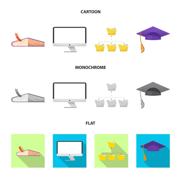 Illustrazione vettoriale dell'icona dell'istruzione e dell'apprendimento. Set di icone vettoriali per l'istruzione e la scuola per lo stock . — Vettoriale Stock