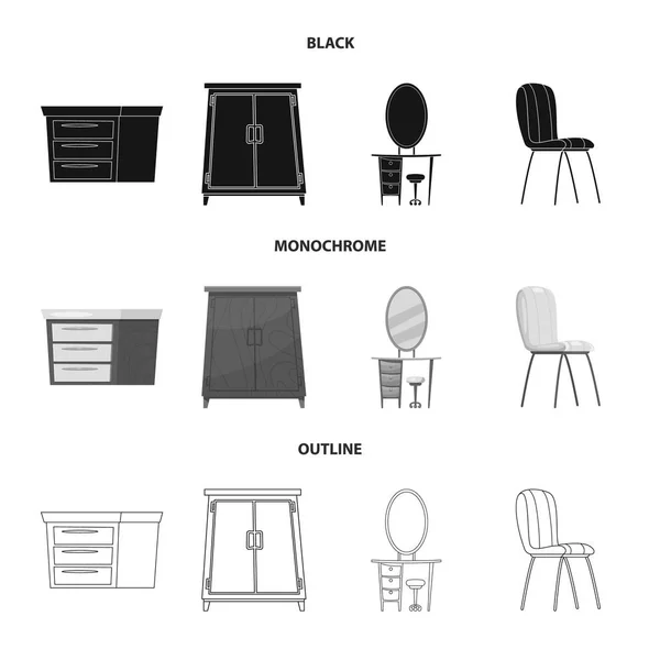 Illustration vectorielle des meubles et du symbole de l'appartement. Collection de meubles et illustration vectorielle de stock de maison . — Image vectorielle