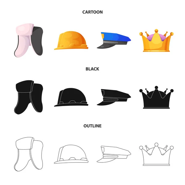 Isolated object of headgear and cap sign. Set of headgear and accessory vector icon for stock. — Stock Vector