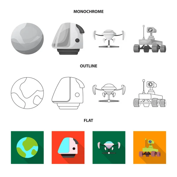 Conception vectorielle de mars et logo de l'espace. Ensemble de mars et illustration vectorielle de stock de planète . — Image vectorielle