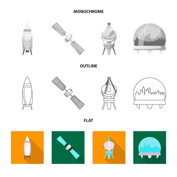 Elkülönített objektum a mars és a bejelentkezési hely. A mars és a bolygó vektor ikon készlet készlet. — Stock Vector