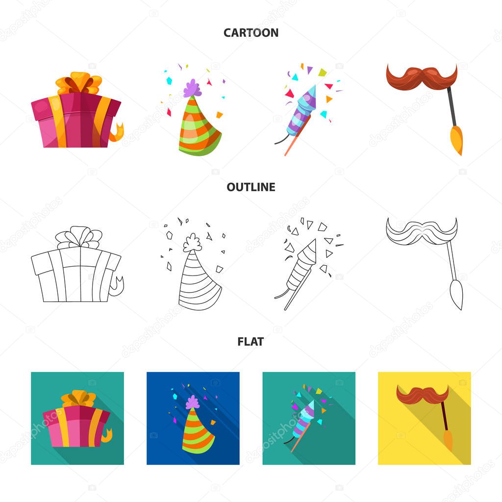 Vector illustration of party and birthday sign. Collection of party and celebration vector icon for stock.